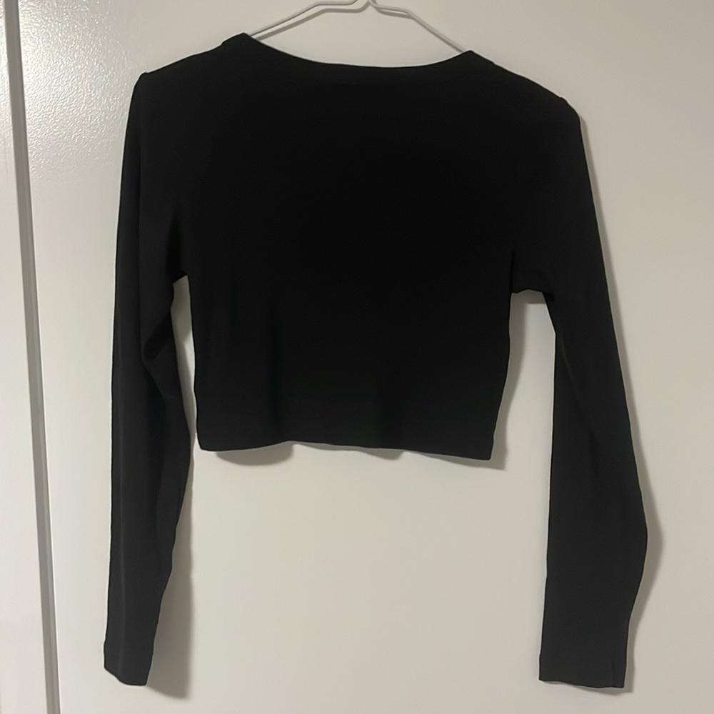 Kookai Black Scoop Neck Long Sleeve Crop - Picture 5 of 5